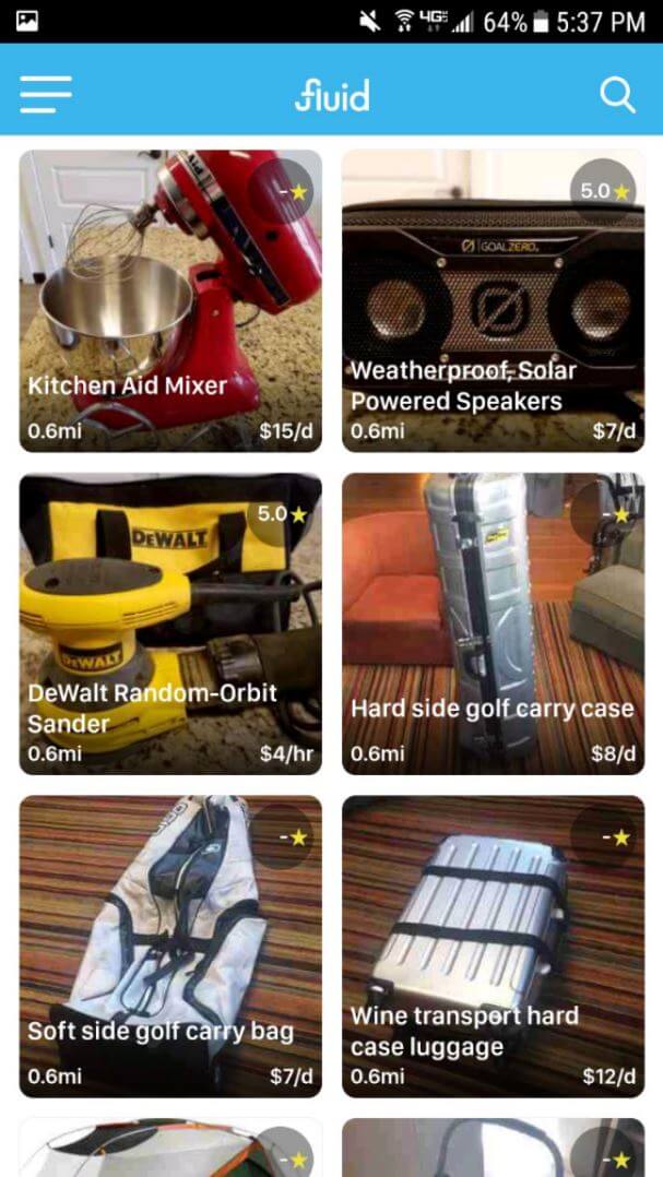 Fluid App Review - Items for Rent
