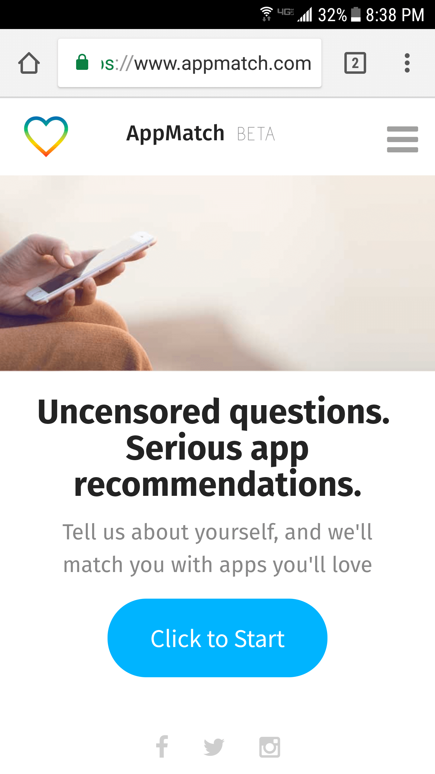 AppMatch Review - Mobile Homepage