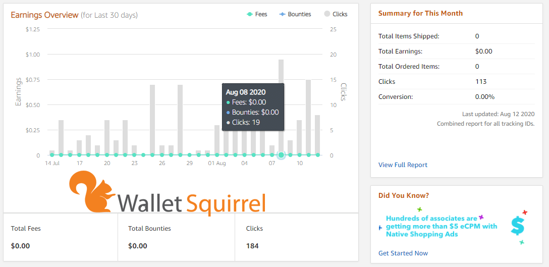 Amazon Associates - User Dashboard